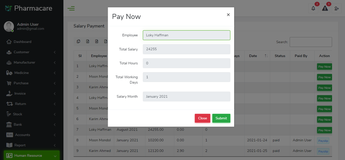 Salary payment
